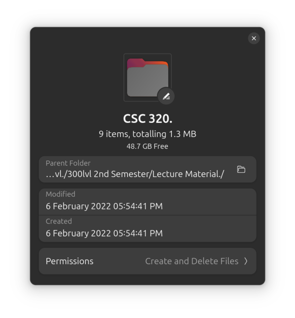 Project Folder Property