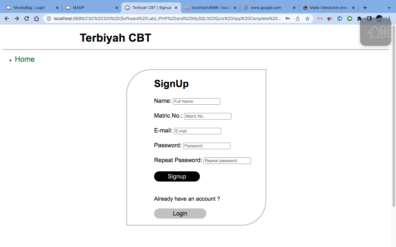 Project UI Screenshot