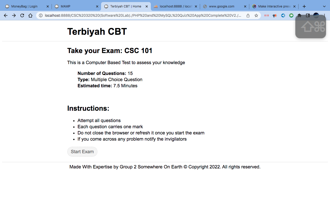 Project UI Screenshot
