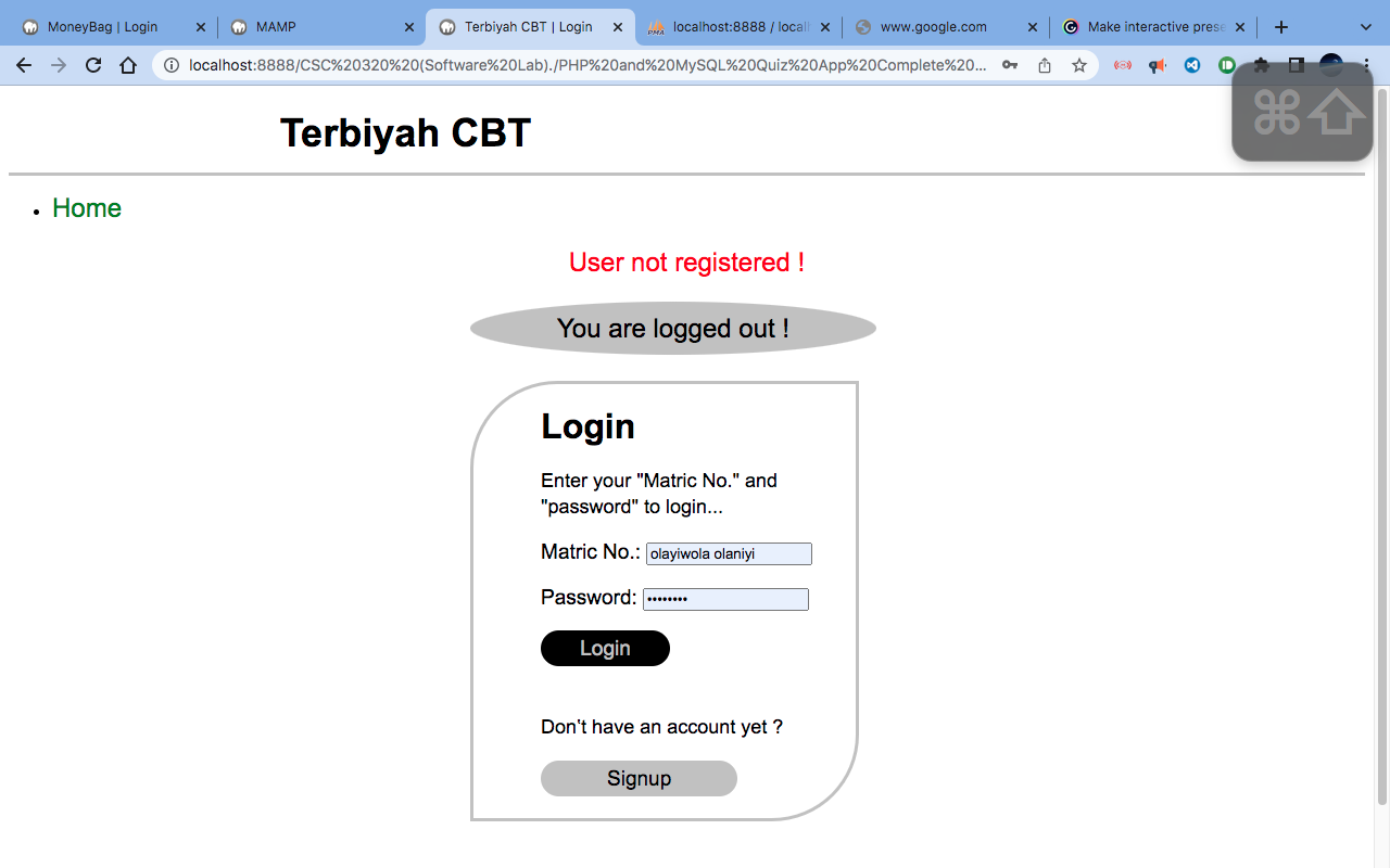 Project UI Screenshot